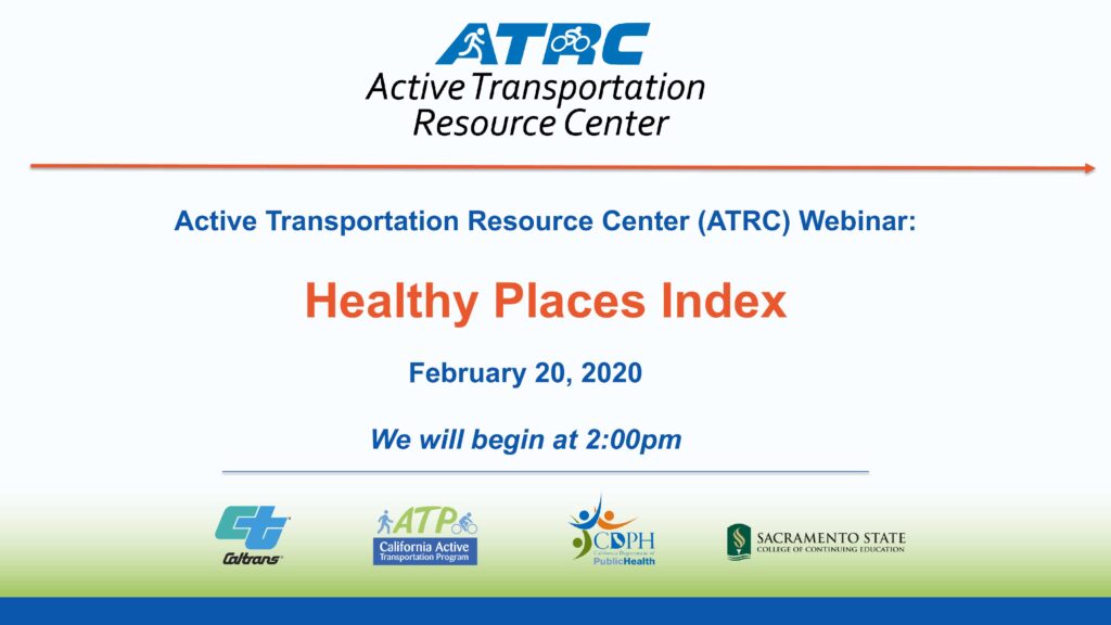 Title slide reads "Healthy Places Index. February 20, 2020."